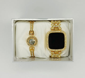 Luxury Gold LED Watch & Bracelet Set for Women – Elegant Gift