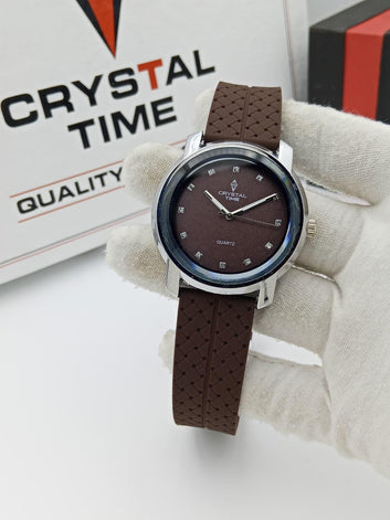 Crystal Time Quartz Watch with Strap – Modern Dial Stylish Wristwatch