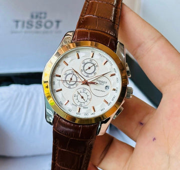 Men’s Chronograph Watch – Swiss-Style Design | Leather Strap | Date Display
