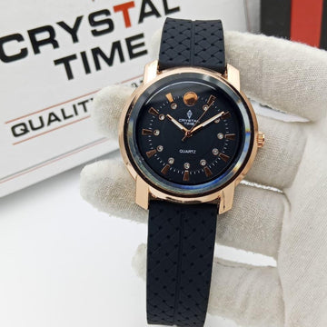 Crystal Time Quartz Watch with Strap – Modern Dial Stylish Wristwatch