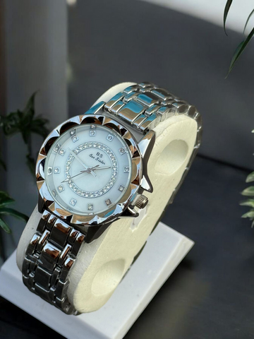 Bee Sister Ladies Watch-Elegant Silver Crystal Dial Women’s Watch